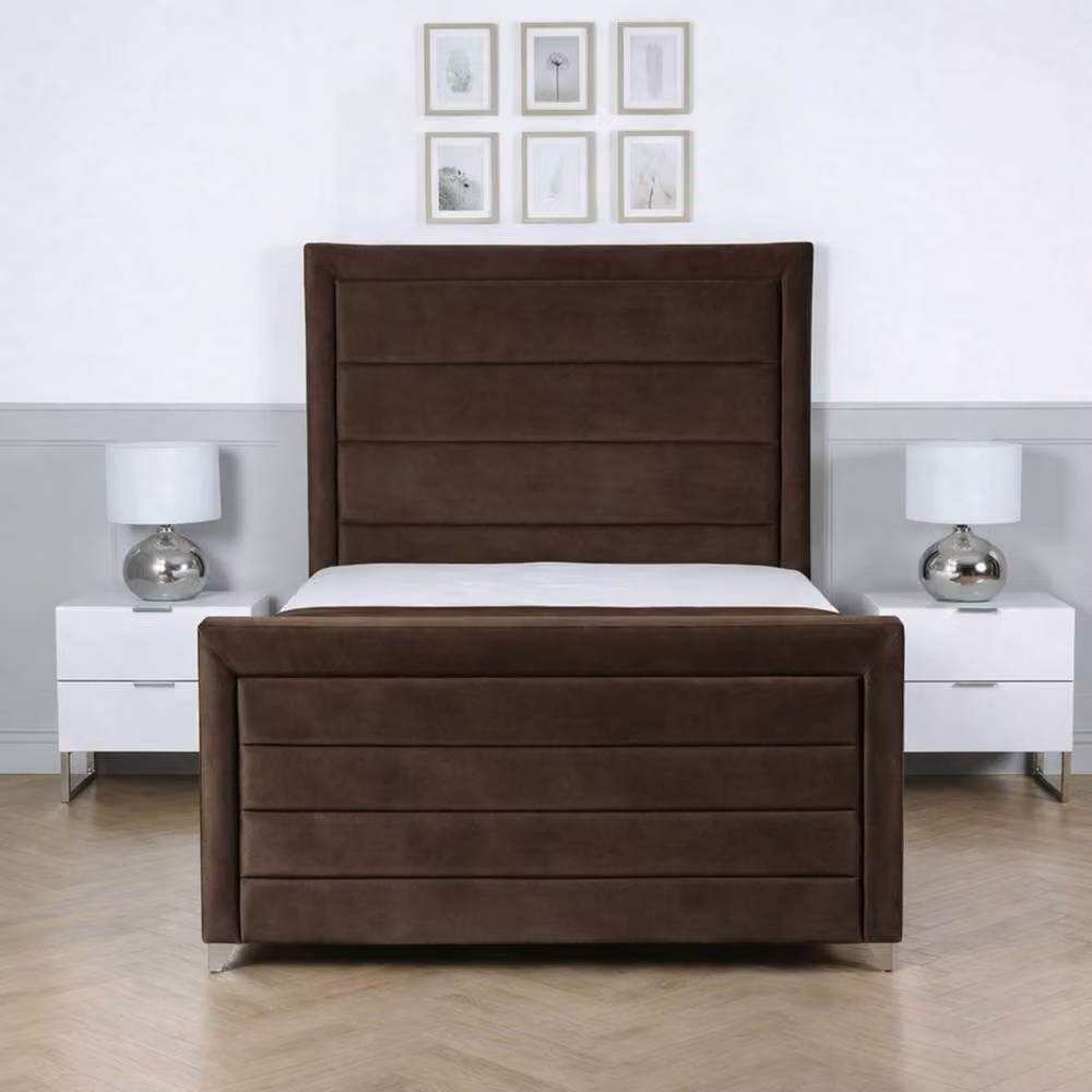 Living Comfort Bedz Selena Upholstered Gas Lift Storage Bed in Brown, W/D/H: 120 x 200 cm – 2