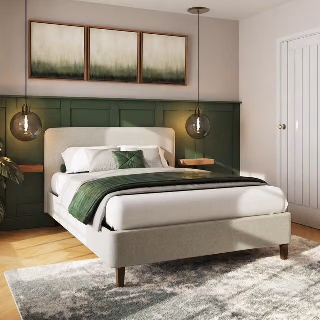 GFW Addison Upholstered Bed Frame in Grey, W/D/H: 134 x 120 x 200 cm