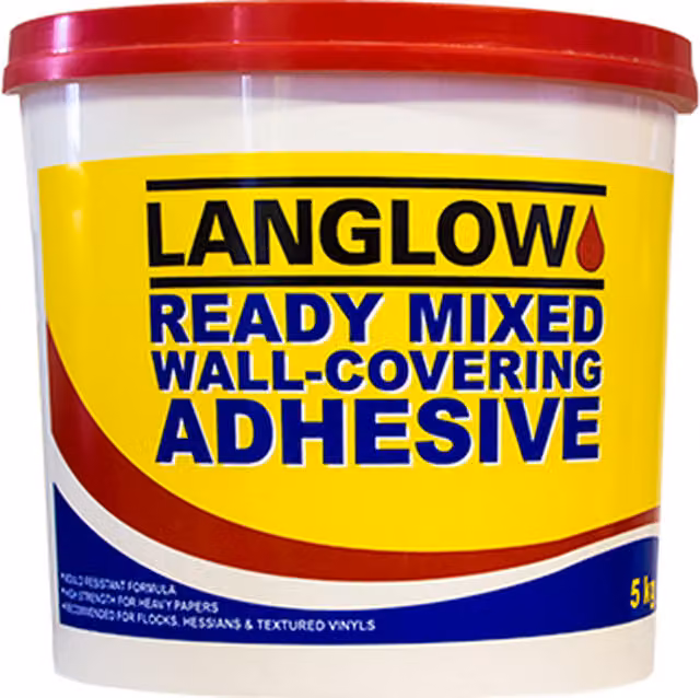 Langlow Ready Mixed Wall Covering Adhesive for Paper and Heavy Vinyl with Transparent Drying
