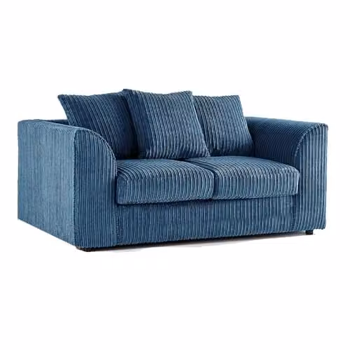 SOFASELECTION UK 2 Seater Scatter Back Sofa in Blue Cord Fabric with Removable Covers and Scatter Cushions – 1