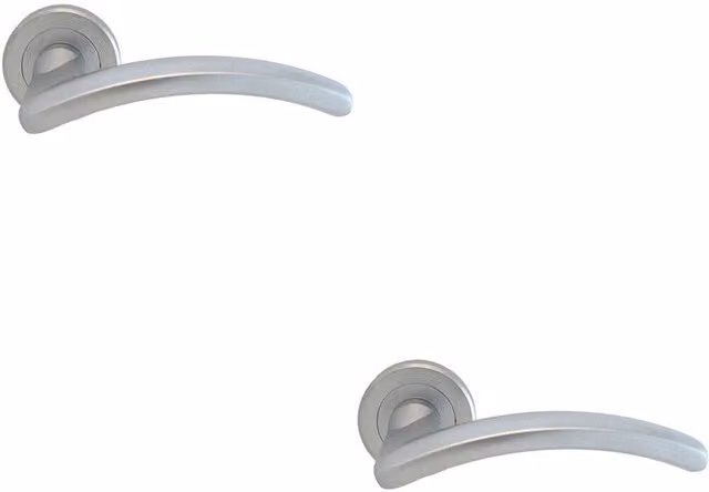 Loops 2x Pair Oval Arched Bar Handles with Round Rose Concealed Fix in Satin Chrome – 1