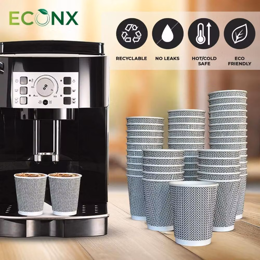 MANTRARAJ 50 Pack Black 3-Ply Disposable Paper Coffee Cups, 8oz – 5