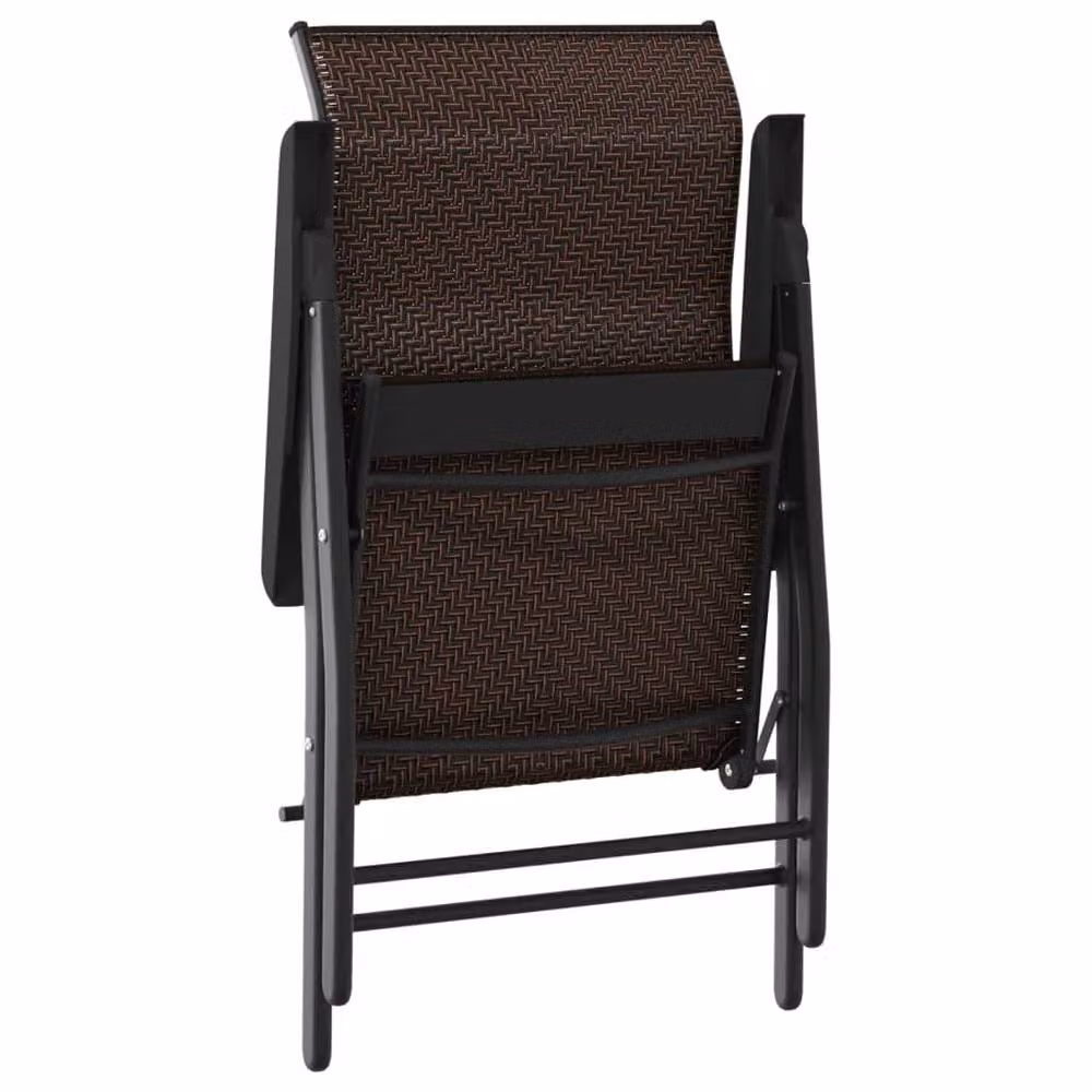 Berkfield Home Beautiful Set of 4 Brown Poly Rattan Folding Garden Chairs with Metal Frame – 4