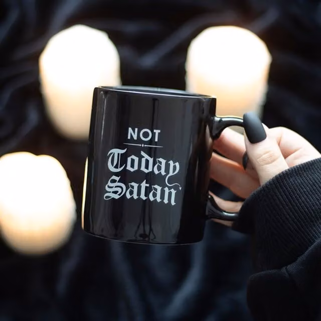 KDMD Not Today Satan Funny Ceramic Mug in Black
