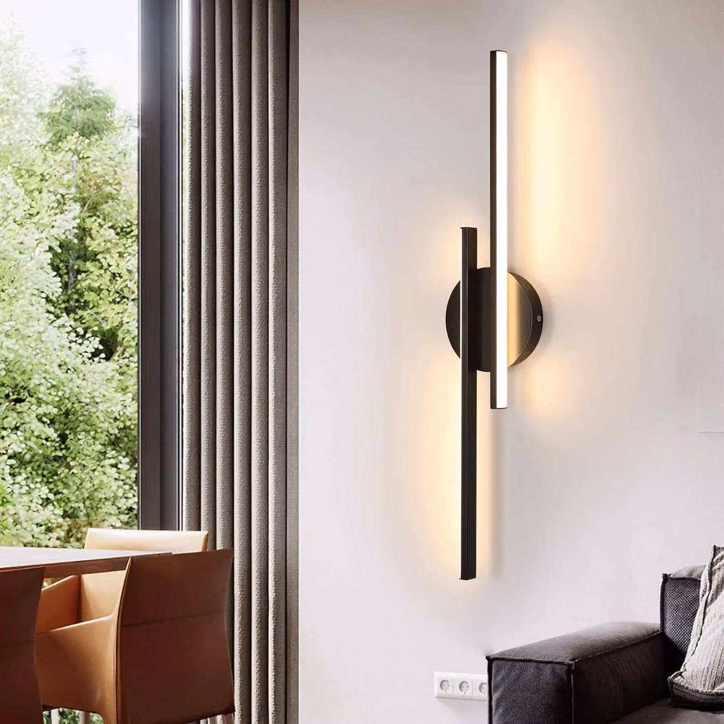 Pheashine Modern Black Linear LED Wall Light, 24W, 3000K Warm White, 60cm – 4