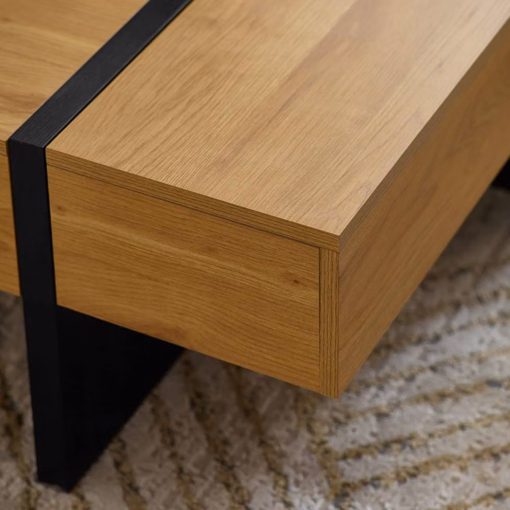 Cheshire Aspen Square Storage Coffee Table in Light Oak Effect Brown, W/D/H: 80 x 80 x 80 cm – 5