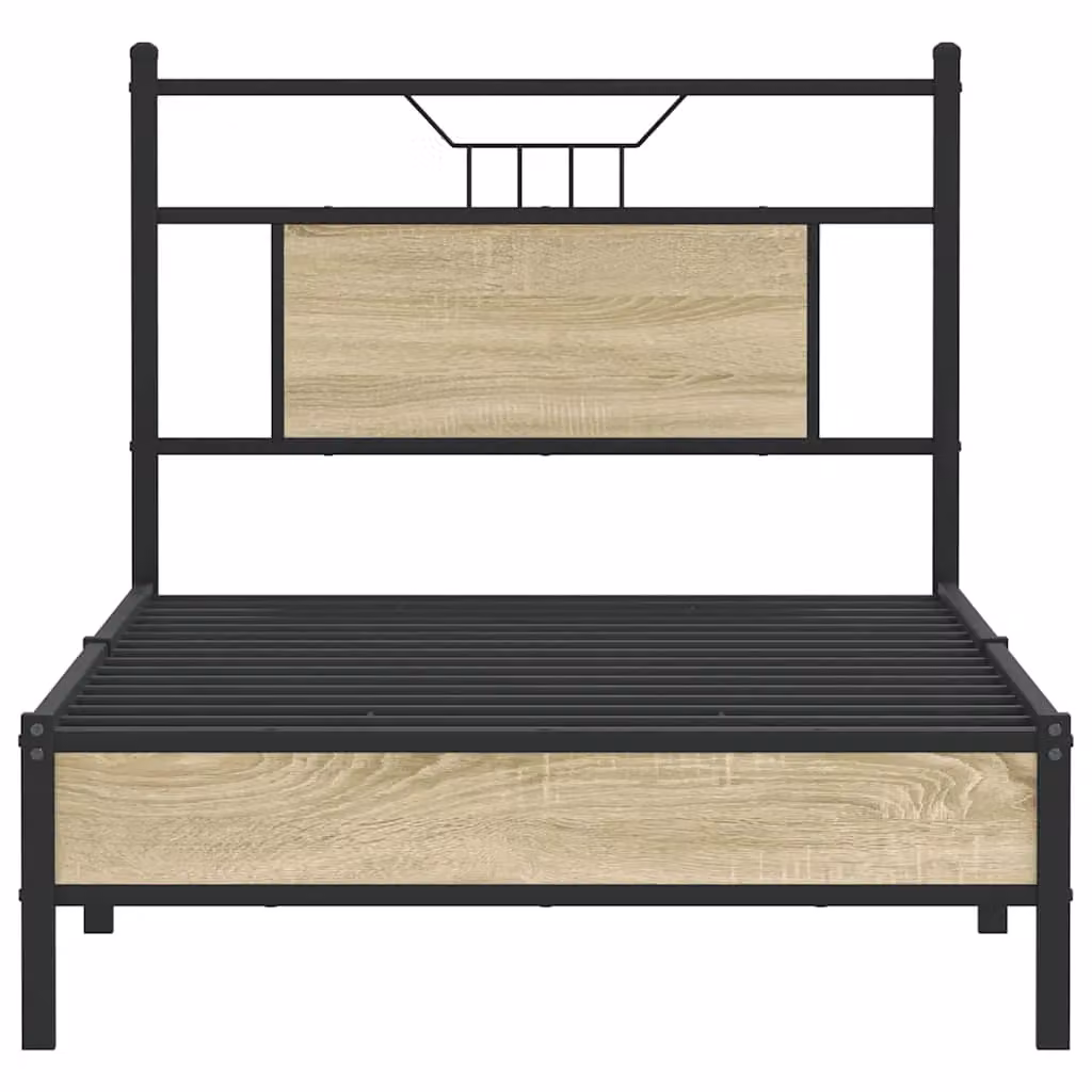 Berkfield Home Sonoma Oak Bed Frame in Brown, Engineered Wood, W/D/H: 90 x 200 cm – 3