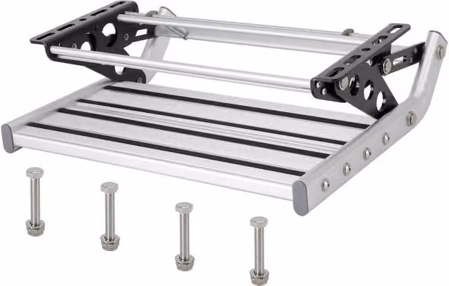 VOGREX Silver Aluminium and Plastic Foldable Pull-Down RV Step