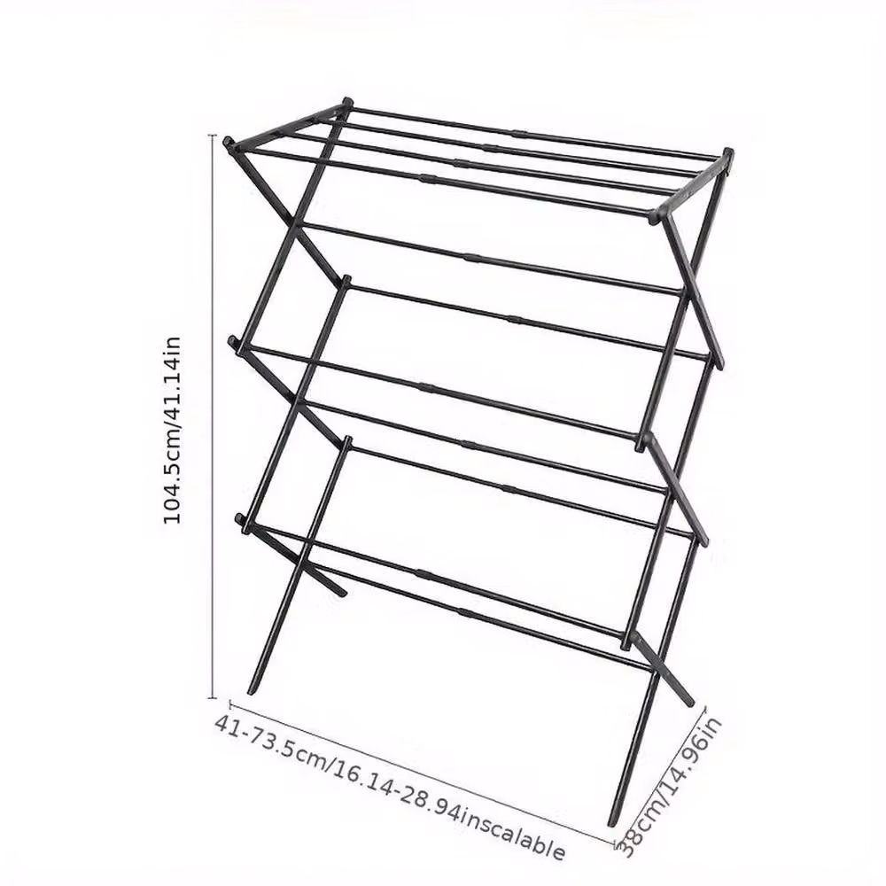 FORGEVIO Heavy Duty 3 Tier Foldable Metal Clothes Airer Dryer in Black – 2