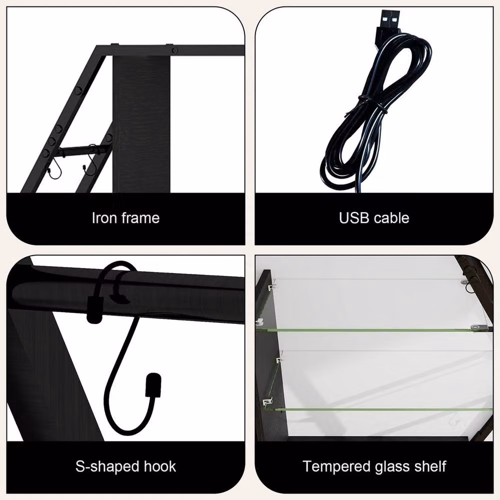 FORGEVIO Wall Mounted Storage Shelf with Integrated Lighting in Matt Black – 5