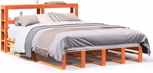 Berkfield Home Rustic Solid Wood Pine Bed Frame in Brown Waxed Finish, W/D/H: 120 x 190 cm – 1