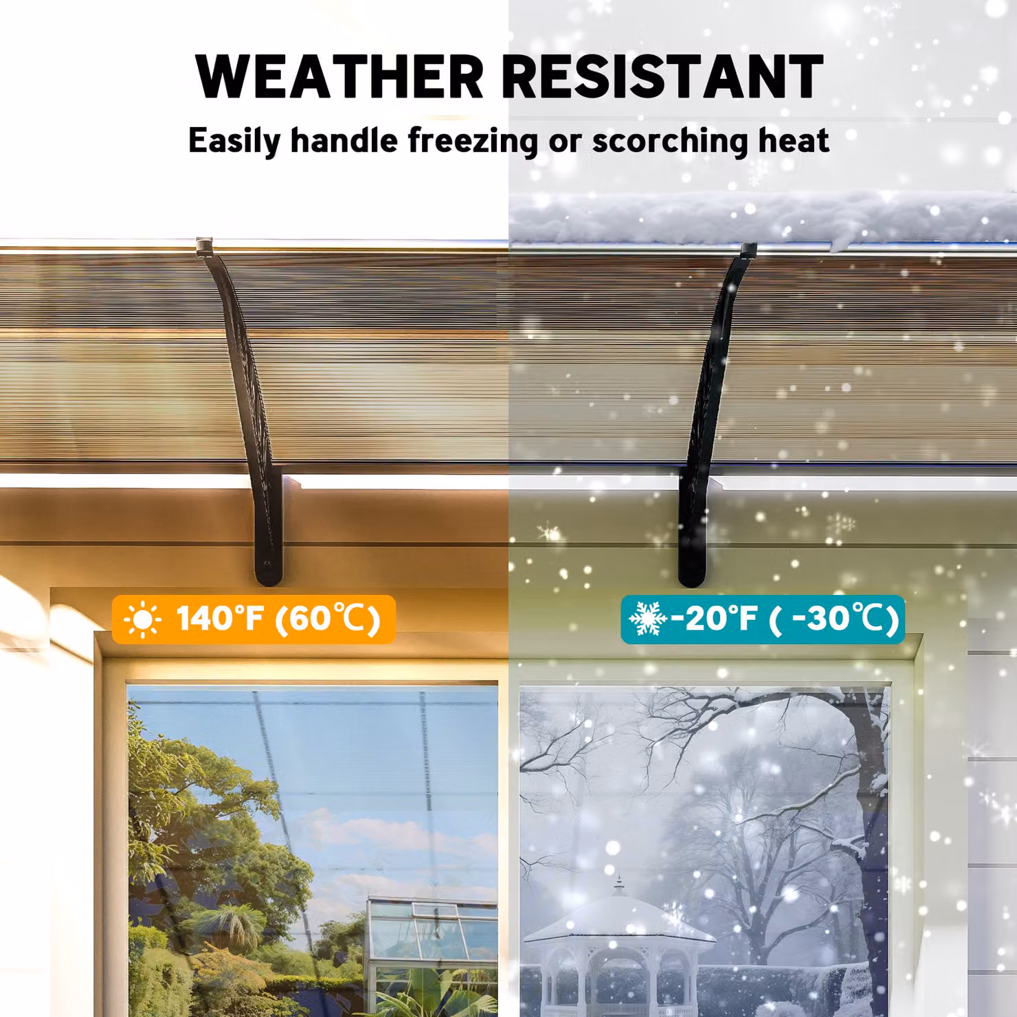 Outsunny Brown Front Door Canopy and Outdoor Awning Rain Shelter W: 303 cm, D: 96 cm – 5