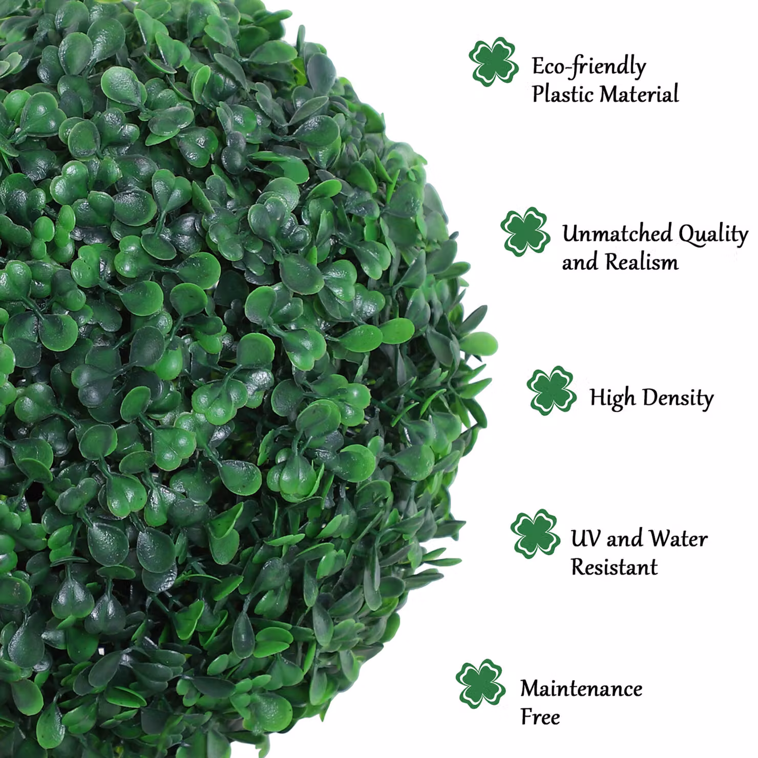 Outsunny Set of 2 Green Artificial Boxwood Ball Topiary Trees in Black Concrete Pots, Height: 112 cm – 6