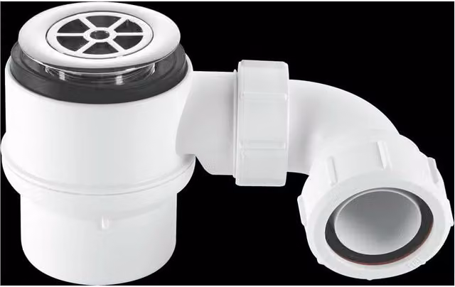 McAlpine STW4B-95 50mm Round Shower Trap with Universal Outlet in White and Silver – 1