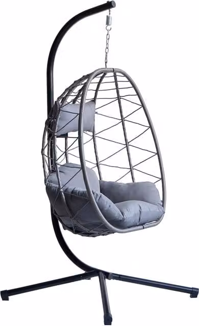 Nordlys Black Rattan and Metal Hanging Armchair – 1