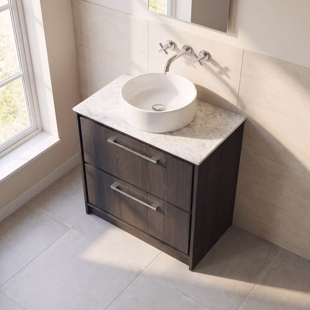Balterley Longnor 2 Drawer Unit in White and Woodgrain Graphite Grey, Width: 80 cm – 2