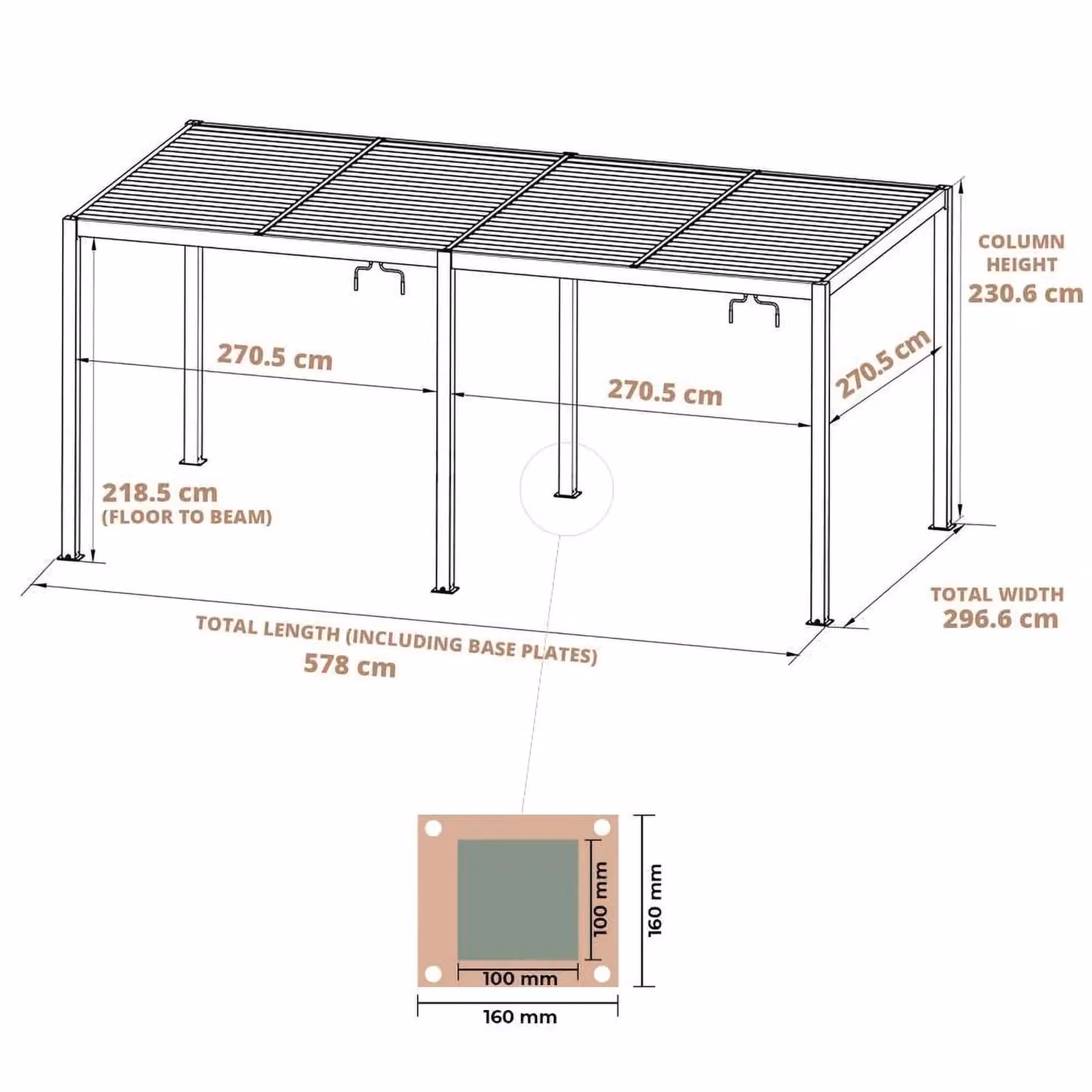 Primrose Living Deluxe Charcoal Veranda with Louvered Shutter Roof in Anthracite Grey, W: 600 cm, D: 300 cm, H: 230.6 cm – 3