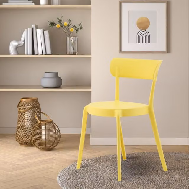 Fusion Living Stackable Plastic Bistro Dining Chair in Yellow