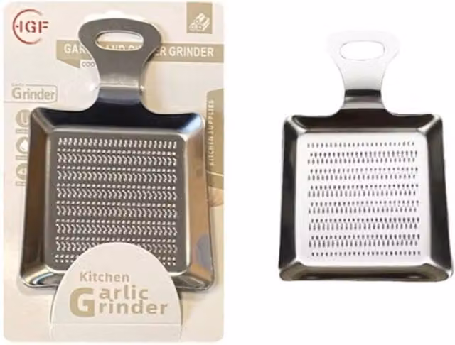 KDMD Stainless Steel Flat Ginger and Garlic Kitchen Grater, Silver, W: 7.5 cm, D: 7.2 cm