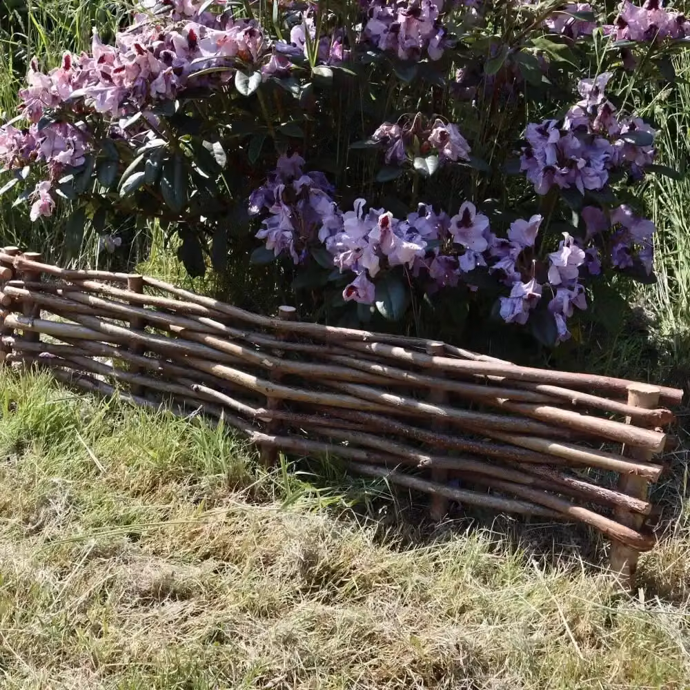 Woven Wood Hazel Hurdle Lawn Edging, 8m (8 Pieces), Height: 22 cm, Natural Brown – 6