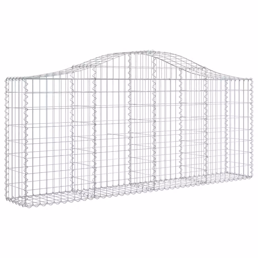 Berkfield Home Arched Gabion Basket in Silver Galvanised Steel, W: 200 cm, D: 30 cm, H: 80-100 cm – 2