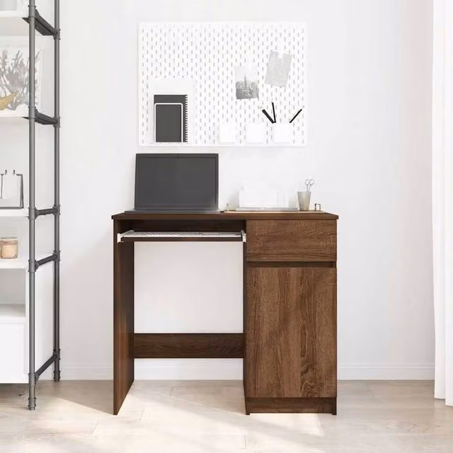 Berkfield Home Modern Brown Oak Writing Desk, W/D/H: 86 x 49 x 76 cm
