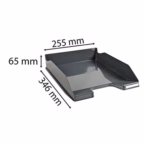Exacompta Midi Letter Tray Combo in Grey Glossy Plastic for A4 Documents, W: 34.7 cm, D: 25.5 cm, H: 6.5 cm – 2