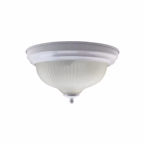 Netlighting White Modern Flush Fitting Ceiling Light with Glass Dome and Pull Chain