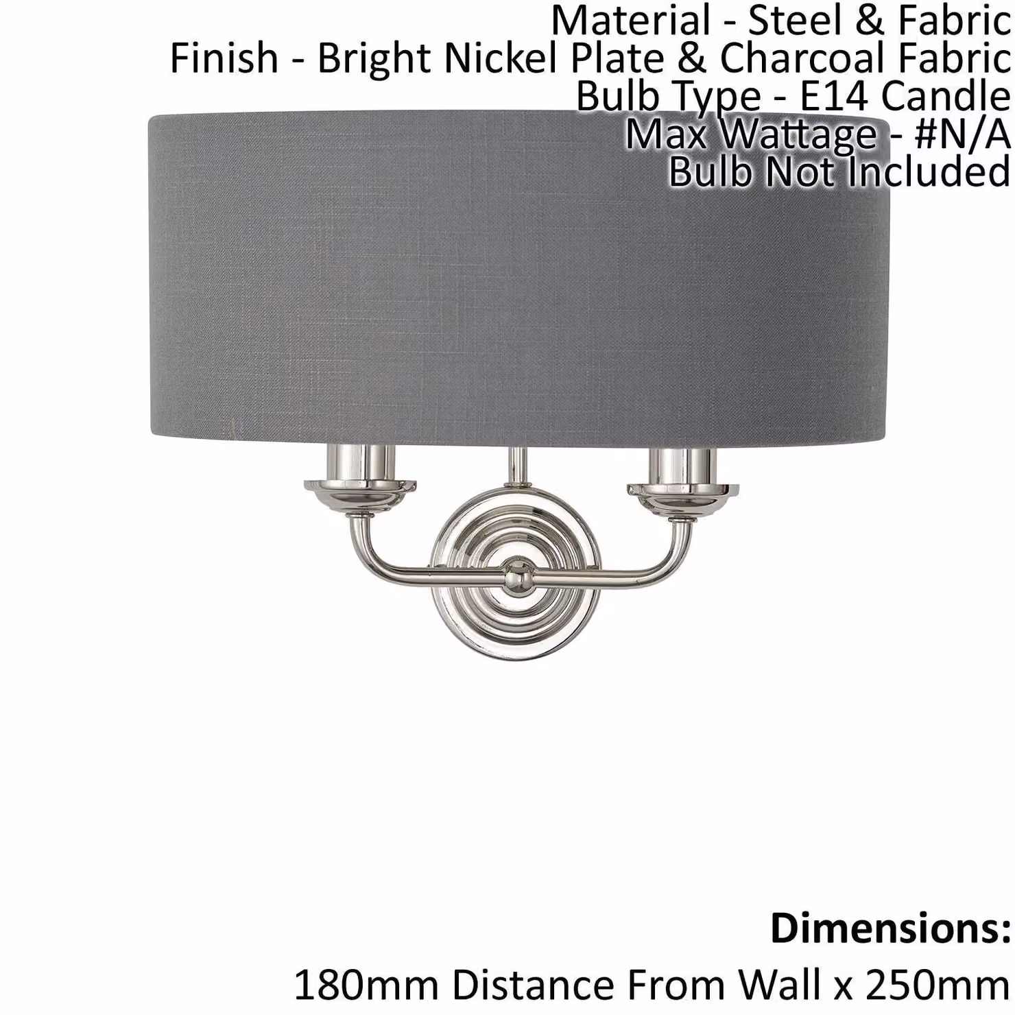 Loops Dimmable Wall Light in Silver Metal and Grey Fabric – 2