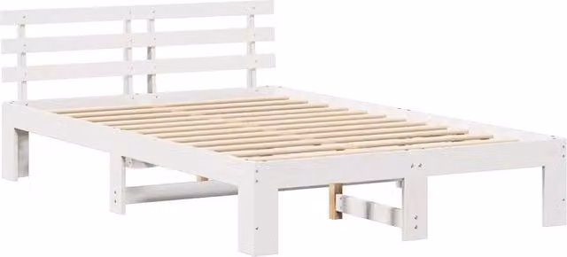 Berkfield Home White Solid Pine Wood Bed Frame, W/D/H: 120 x 200 cm