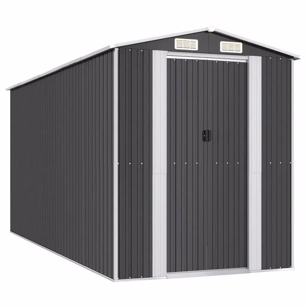 Berkfield Home Modern Anthracite and Black Galvanised Steel Garden Shed with Sliding Doors, W/D/H: 440 x 192 x 223 cm – 2