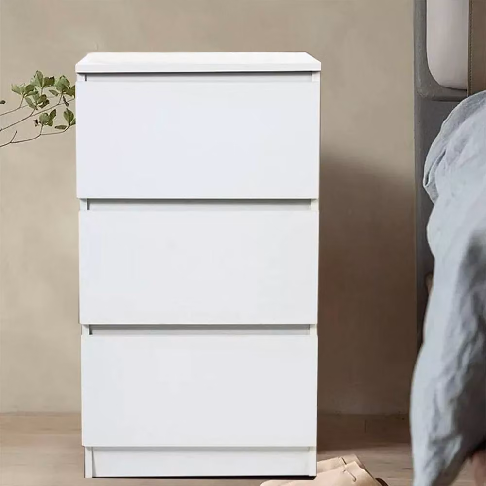 Ventryn Modern Bedside Table with Drawers in White Matt MDF – 5