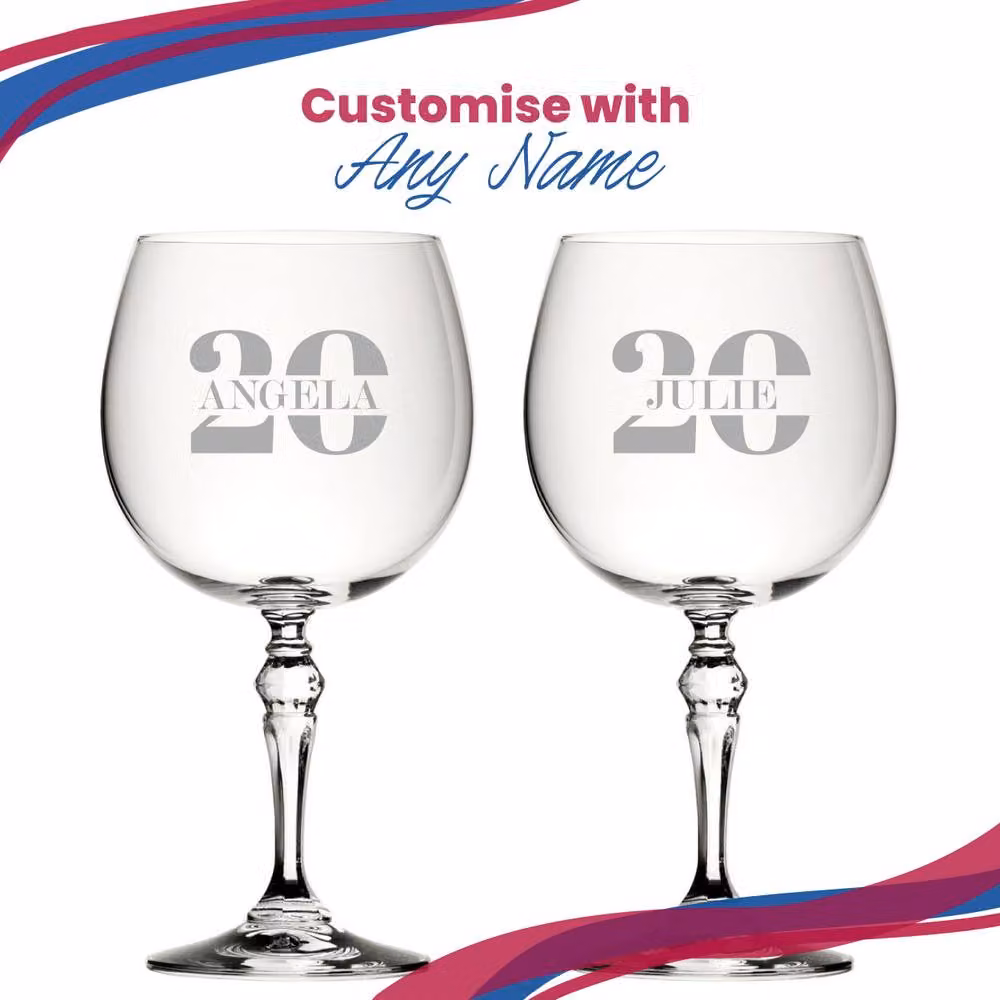 Uniqueful Personalised 20th Birthday Crystal Gin Balloon Cocktail Glass in Transparent – 3