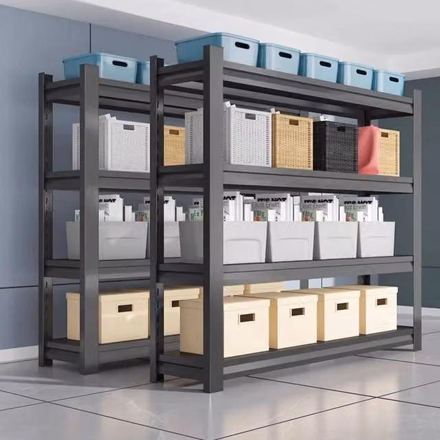 EONLION 4-Tier Metal Garage Shelving Racking in Black, W/D/H: 100 x 200 x 200 cm