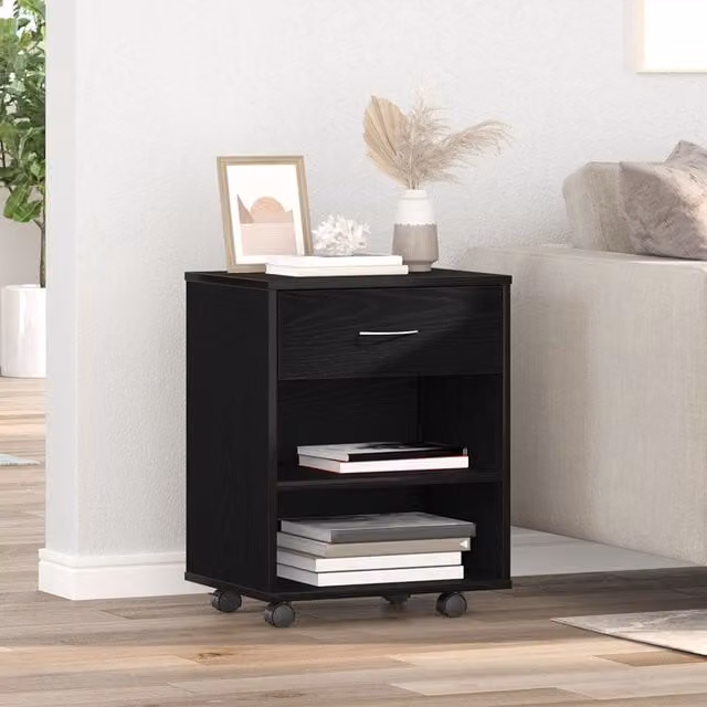 Berkfield Home Rolling Cabinet in Black Oak, W/D/H: 46 x 36 x 59 cm – 1