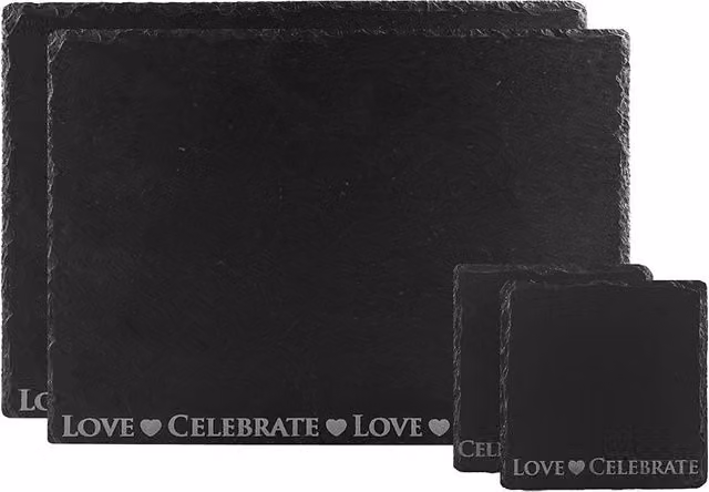 Selbrae House Black Slate Coaster and Place Mat Set – 1