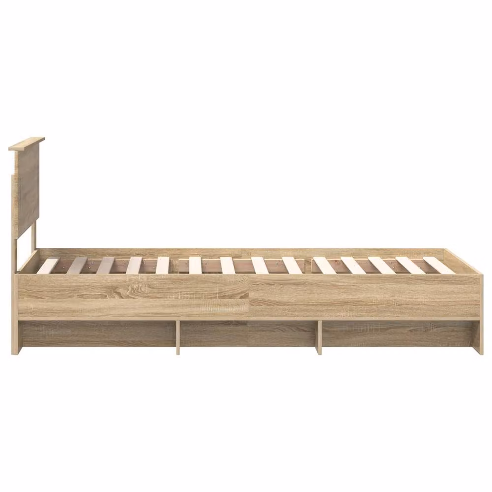 Berkfield Home Sonoma Oak Bed Frame with Headboard in Brown, W/D/H: 80 x 200 cm – 2