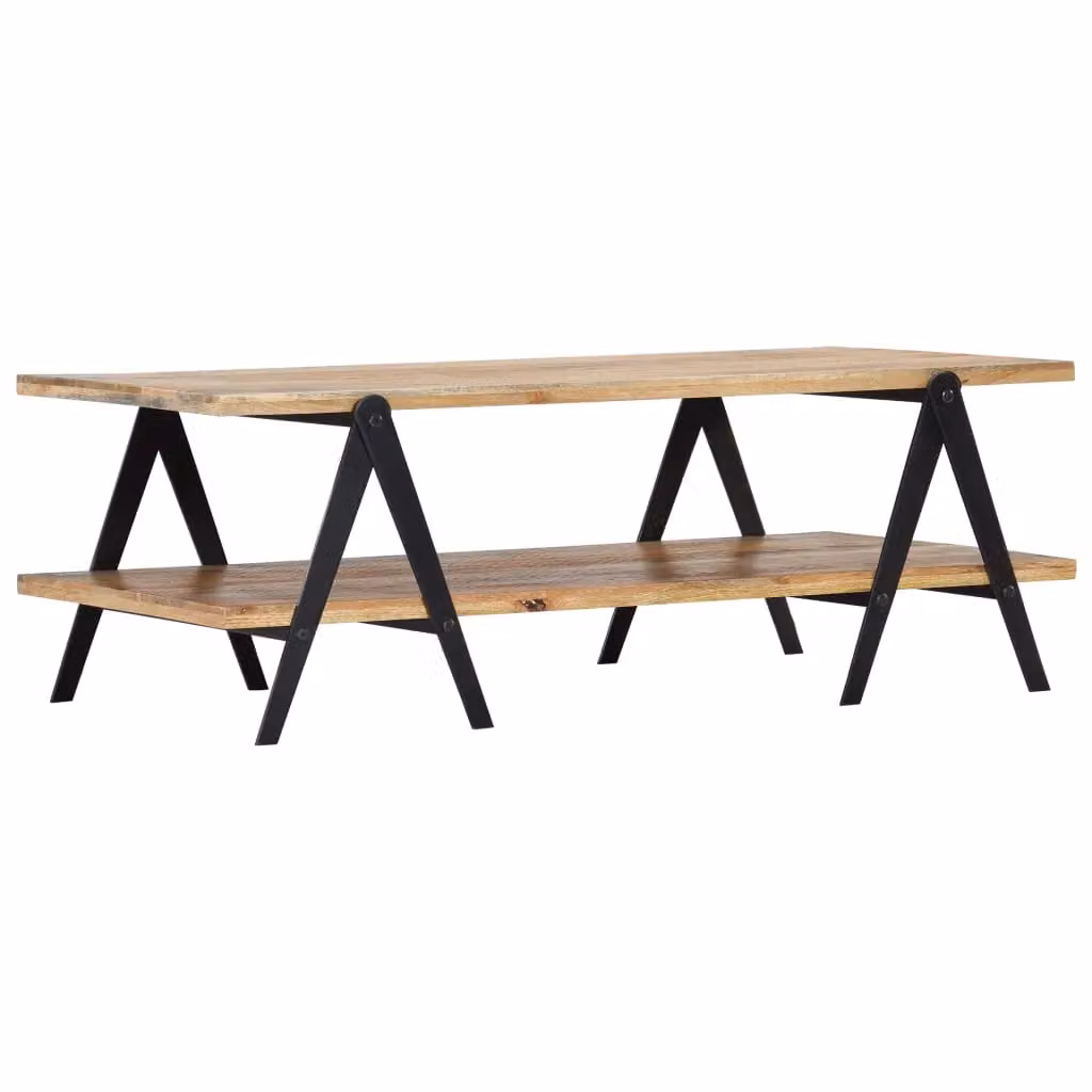Berkfield Home Rustic Solid Mango Wood Coffee Table in Brown, W/D/H: 115 x 60 x 40 cm – 2