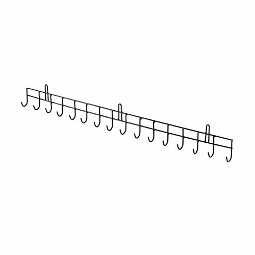 Oypla 16 Hook Metal Garden Tool Storage Rack, Green Wall Mounted Steel Hanger for Sheds and Garages
