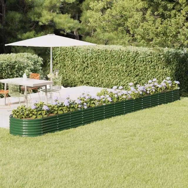 Berkfield Home Garden Powder-coated Steel Raised Bed, Green, W: 620 cm, D: 80 cm, H: 36 cm – 1