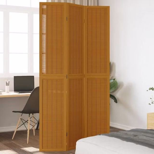 Berkfield Home 3-Panel Brown Solid Wood Paulownia Room Divider