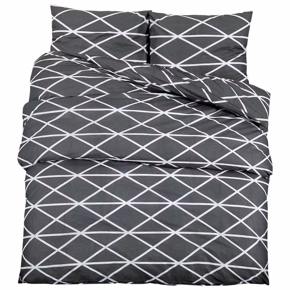 Berkfield Home Elegant Grey Cotton Duvet Cover and Pillowcase Set, W: 240 cm, H: 220 cm, Pillowcase: 60 x 70 cm – 3