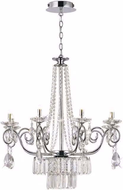 Netlighting Eden 8 Light G9 Crystal Ceiling Pendant Chandelier in Polished Chrome and Silver