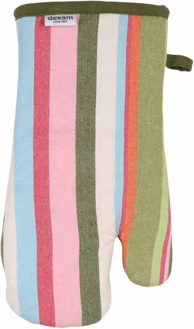 dexam Striped Cotton Gauntlet Glove for Adults in Green and Multicolour