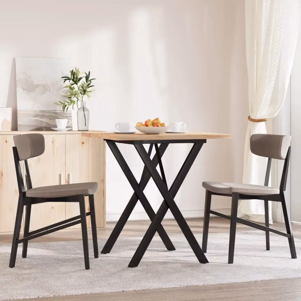 Berkfield Home X-Frame Square Dining Table in Brown Solid Pine and Steel, W: 70 cm, D: 70 cm, H: 75.5 cm – 3