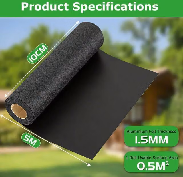 FLAVORA Self-adhesive EPDM Rubber Roofing Sheet, Black, W: 1 m, L: 8 m