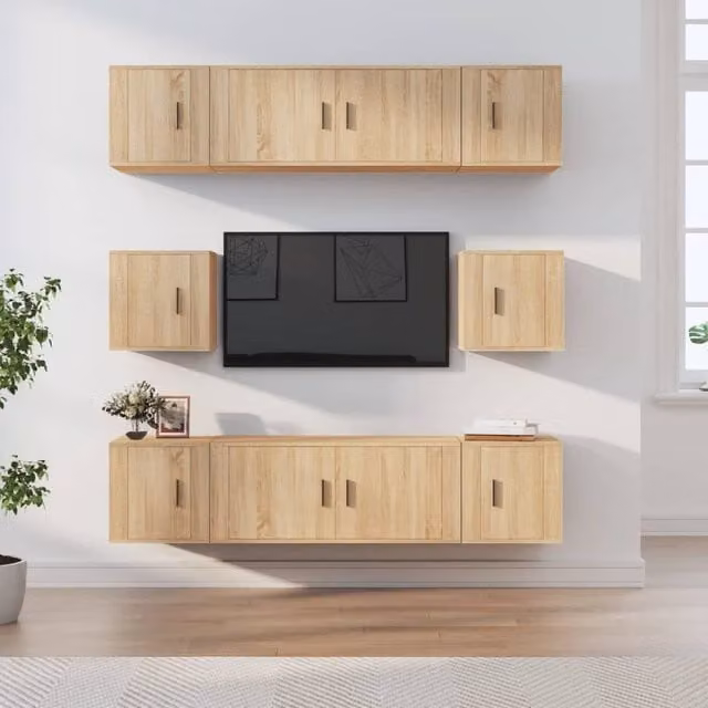 Berkfield Home 8 Piece Sonoma Oak TV Cabinet Set in Brown