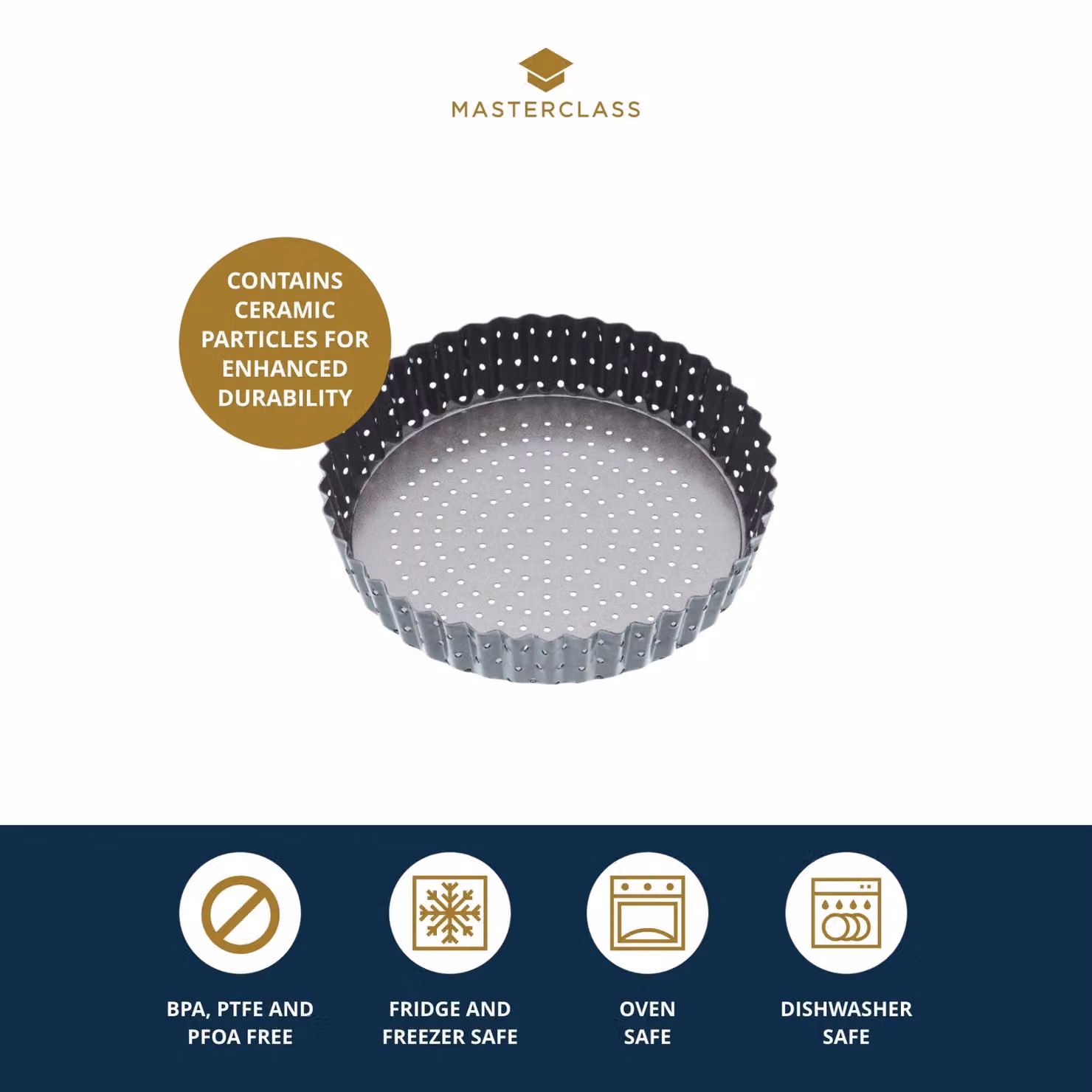 MasterClass Crusty Bake Non-stick Fluted Round 18cm Tart Tin in Black – 5