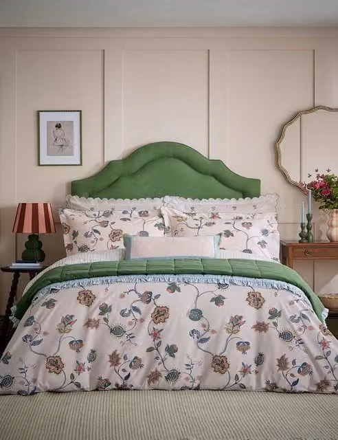 Joules Tree of Life Reversible Floral Cotton Bedding Set with Pillowcase, Multicolour, W: 180 cm x L: 200 cm
