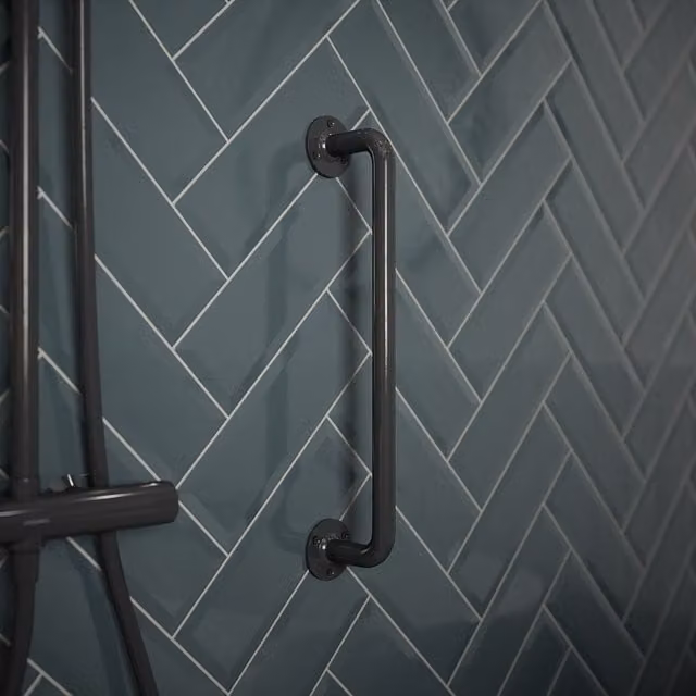 Rothley Stainless Steel Grab Rail in Pewter Grey, Length: 45.7 cm